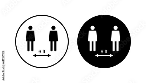 Social distance icon set. social distancing icon. self quarantine sign
