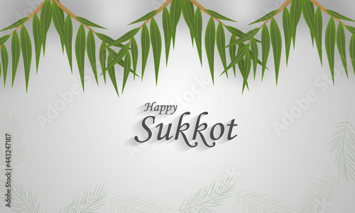 Happy Sukkot. Decorations for the Jewish holiday of tabernacles with etrog, lulav, arava, hadas. Vector illustration