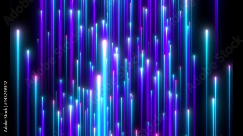 Slow moving laser beams. Seamless loop animation. Abstract colorful background in bright neon blue and purple colors. Modern colorful wallpaper. Futuristic abstract backdrop.