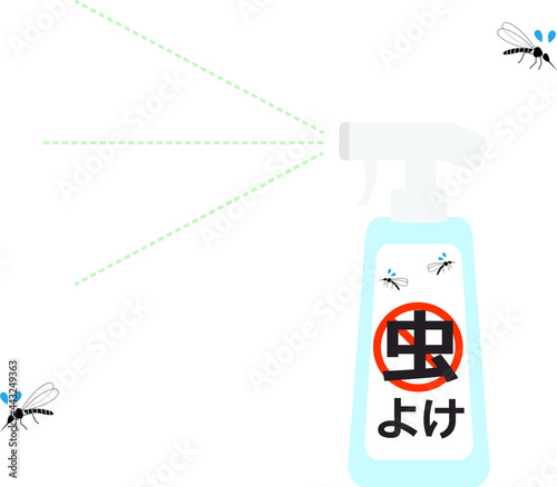 蚊と虫よけスプレーボトルのイラスト