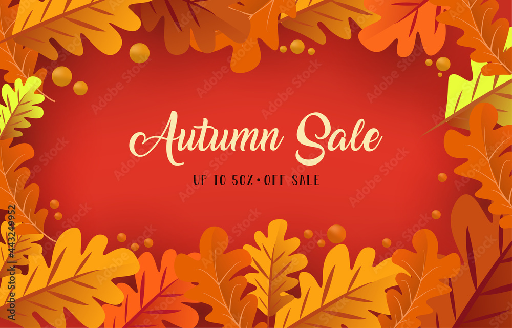 Obraz premium Autumn background with leaves golden yellow. fall concept,For wallpaper, postcards, greeting cards, website pages, banners, online sales. Vector illustration