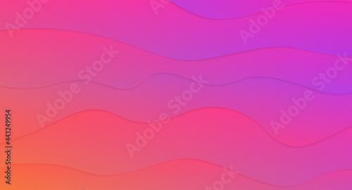 Wavy shapes with shadow on gradient background. Space for text. Vector background.