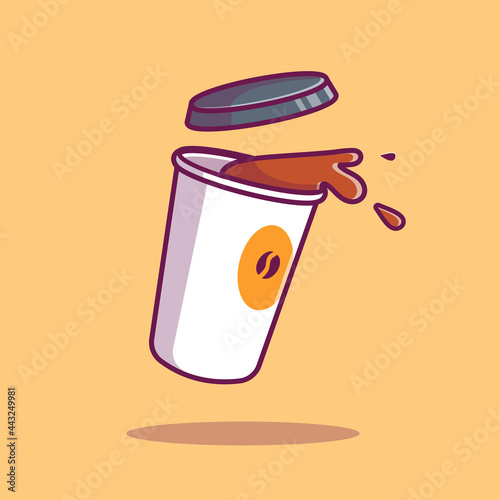 Flying Coffee Vector Icon Illustration. Coffee Drink Icon Concept Isolated Premium Vector. Flat Cartoon Style