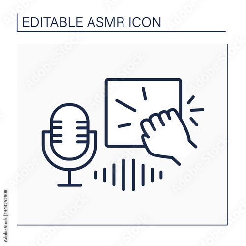 ASMR line icon. Knocking on objects and recording on high-frequency microphone. Internet trend concept. Isolated vector illustration. Editable stroke
