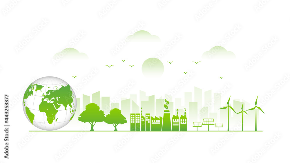 Fototapeta premium Sustainable development, World Environmental and Ecology friendly concept, Vector illustration
