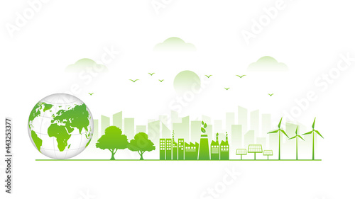 Sustainable development, World Environmental and Ecology friendly concept, Vector illustration