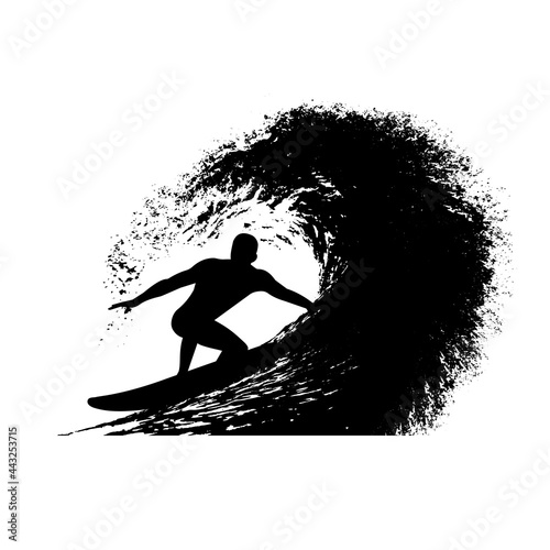 surfer on the wave vector illustration