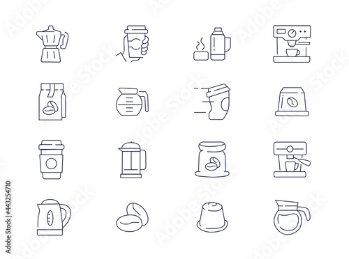 Coffee Shop Icons Collection. Template of Different Kinds of Coffee. Vector Illustration.
