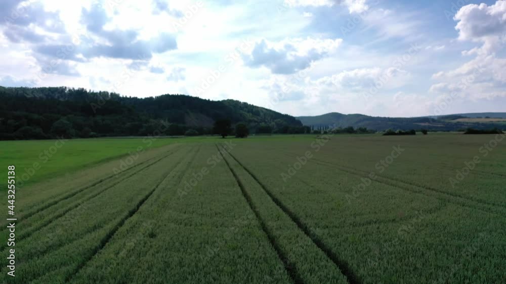 The landscape of the Werra Valley with the Werra River and agriculture fields at Herleshausen in Hesse and Thuringia The landscape of the Werra Valley with the Werra River and agriculture fields at Herleshausen in Hesse and Thuringia