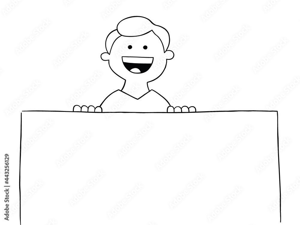 Cartoon man holding blank sign, vector illustration Cartoon man holding blank sign, vector illustration