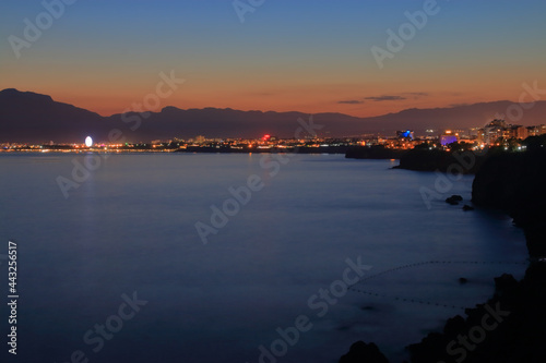 Antalya coast night landscape.