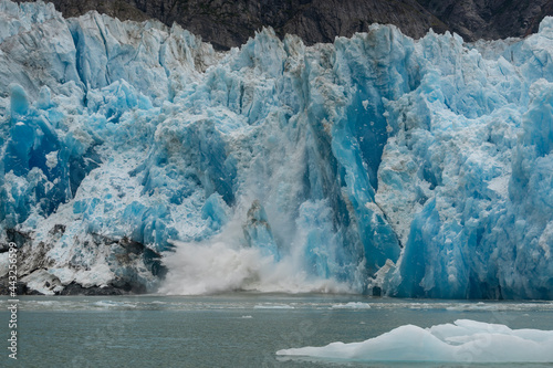 Calving at South Sawyer Glacier in South East Alaska