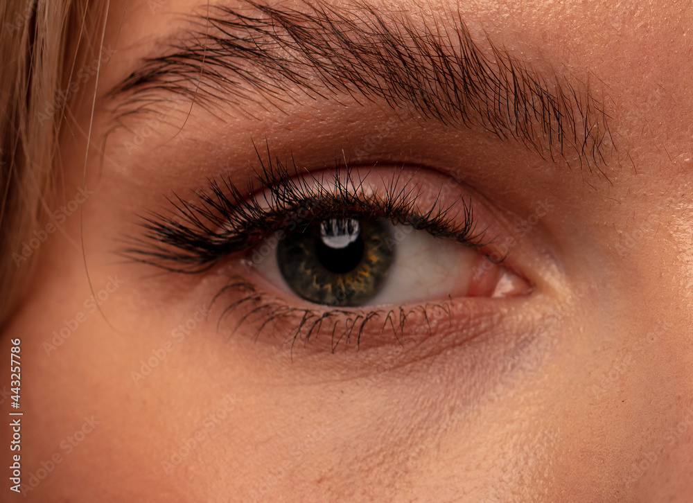 Close-up human eye, macro photography of pupils Close-up human eye, macro photography of pupils