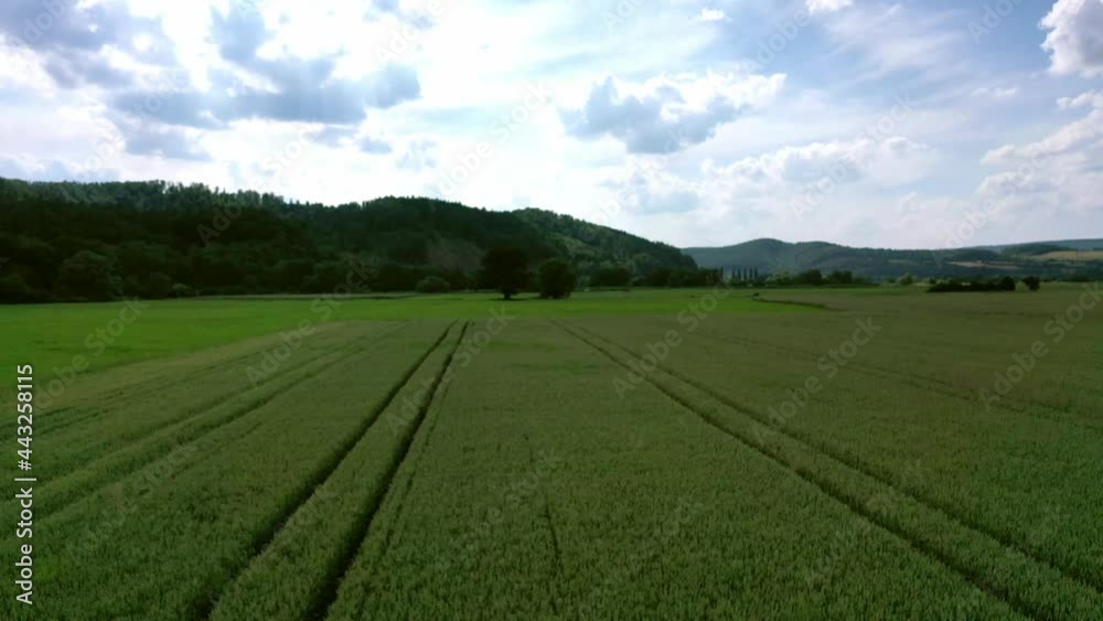 The landscape of the Werra Valley with the Werra River and agriculture fields at Herleshausen in Hesse and Thuringia The landscape of the Werra Valley with the Werra River and agriculture fields at Herleshausen in Hesse and Thuringia
