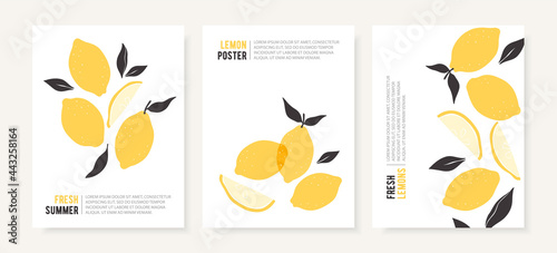 Collection of contemporary summer posters. Abstract Lemons covers collection. Modern design for posters, cards, packaging and more.