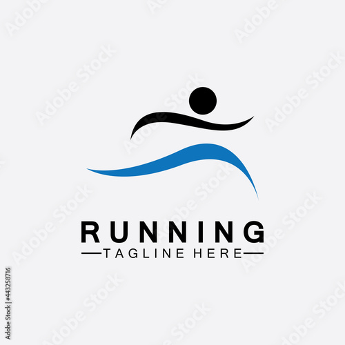 Running people logo symbol vector illustration design.Healthy running marathon athletes sprinting vector logo