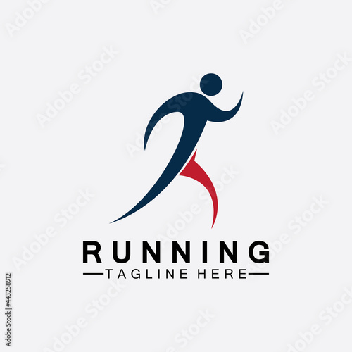 Running people logo symbol vector illustration design.Healthy running marathon athletes sprinting vector logo
