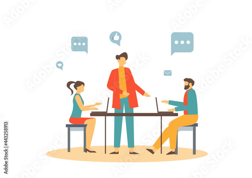Teamwork. Business concept. Team metaphor. people connecting puzzle elements. Vector illustration flat design style. Symbol of teamwork, cooperation, partnership vector.
