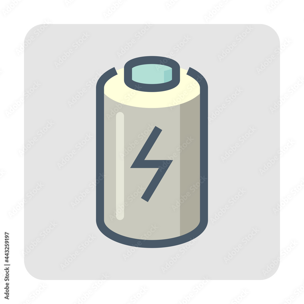 Cell of rechargeable battery vector icon. That lithium-ion component for production in pack, module of battery for charge, recharge, storage and power to motor of electric, hybrid vehicle. 48x48 pixel Cell of rechargeable battery vector icon. That lithium-ion component for production in pack, module of battery for charge, recharge, storage and power to motor of electric, hybrid vehicle. 48x48 pixel
