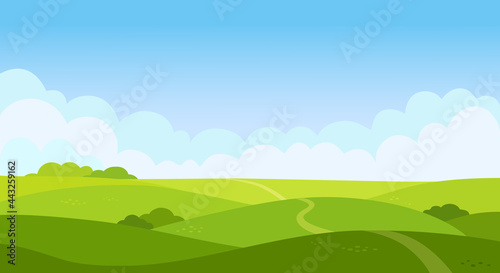 Obraz na plátně Valley landscape in flat style