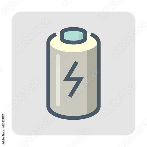 Cell of rechargeable battery vector icon. That lithium-ion component for production in pack, module of battery for charge, recharge, storage and power to motor of electric, hybrid vehicle. 48x48 pixel photo