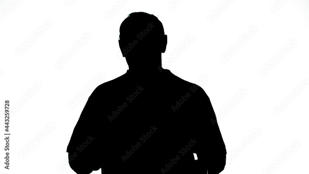 Silhouette of a man striding from foot to foot on a white background Silhouette of a man striding from foot to foot on a white background