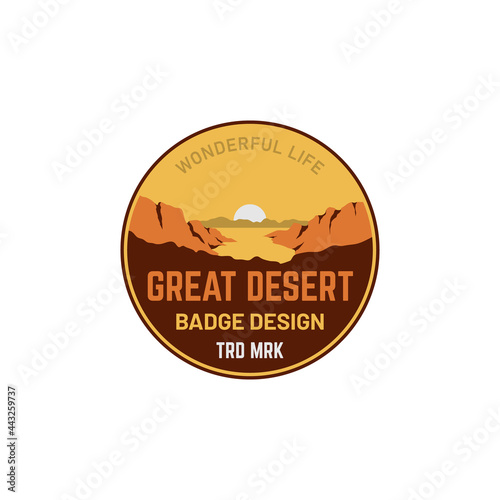 desert valley sunset badge patch sticker vintage illustration