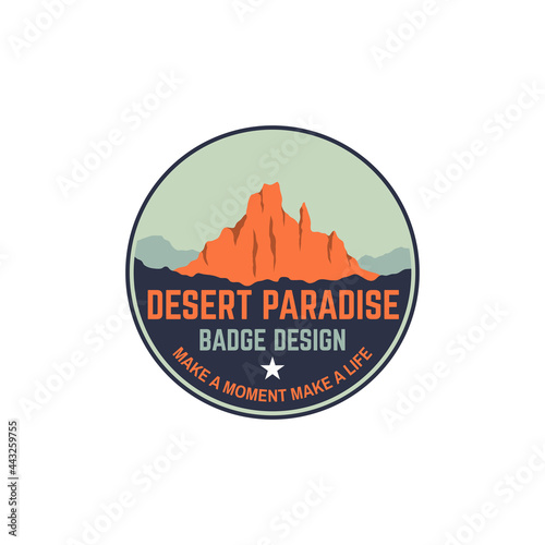 Badge desert mountain hill patch sticker illustration