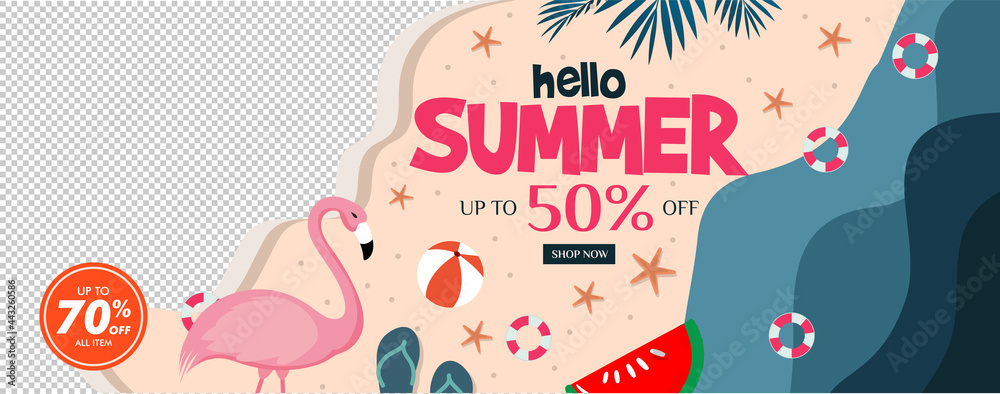 Flat summer sale banner template with space photo Vector Flat summer sale banner template with space photo Vector