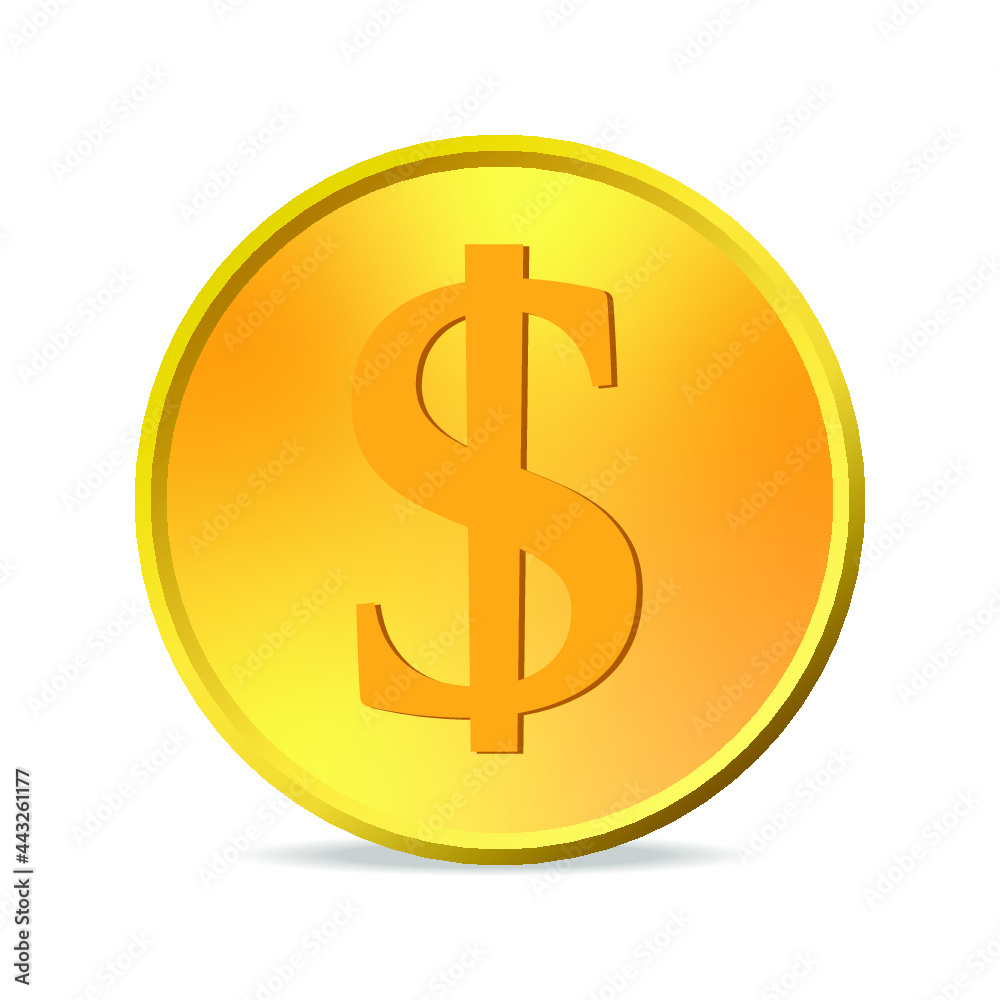 Cartoon gold coin icon isolated on a white background Cartoon gold coin icon isolated on a white background