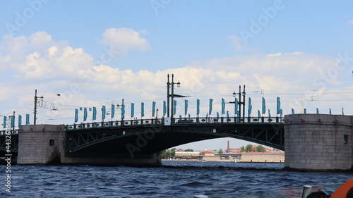 vintage bridge in russia during travelling on boat
