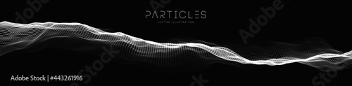 Particle future abstract tech background. Vector sound wave technology background. Equalizer for music, showing audio waves with music waves. EPS 10.