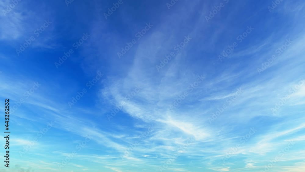 4K Time lapse of beautiful air atmosphere bright blue sky weather nature background abstract clear texture with white clouds summer sun day.