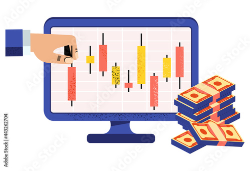 Online Stock broker. Japanese candlestick chart. Financial market.