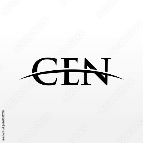 CEN initial overlapping movement swoosh horizon, logo design inspiration company business