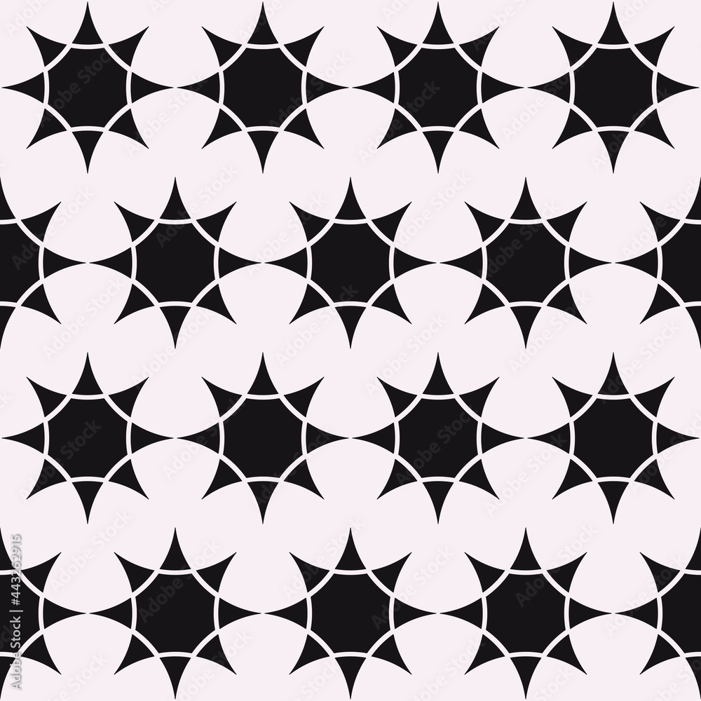 Fototapeta premium Black stars pattern. Vector seamless stars pattern. Repeated eight star ornament.