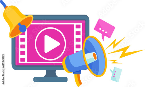 Video marketing icon. Digital marketing. Selling goods and services online