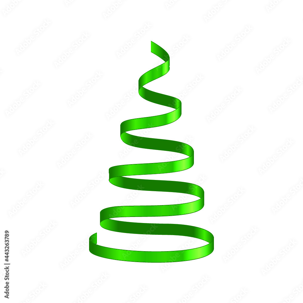 Christmas tree from green ribbon isolated on a white background Christmas tree from green ribbon isolated on a white background