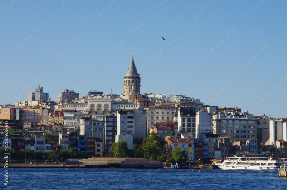 View of the Galata district with its tower of the same name. Istanbul, Turkey