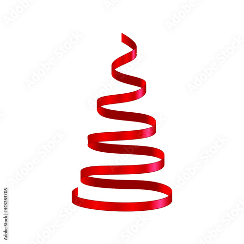 Christmas tree from blue ribbon isolated on a white background