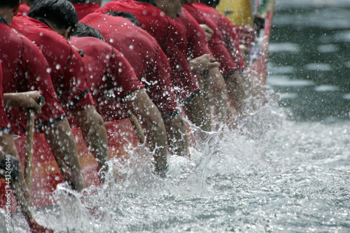 action of dragon boat racing