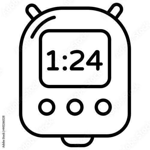 Sugar test machine icon, linear design of glucometer