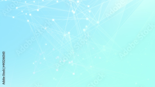 Abstract blue white polygon tech network with connect technology background. Abstract dots and lines texture background. 3d rendering. © Papapig