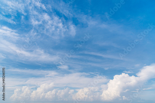 Fototapeta Naklejka Na Ścianę i Meble -  Blue sky and white fluffy clouds background and pattern