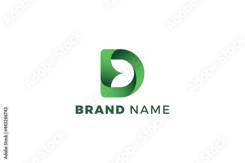 Letter D green ecological leaf business logo
