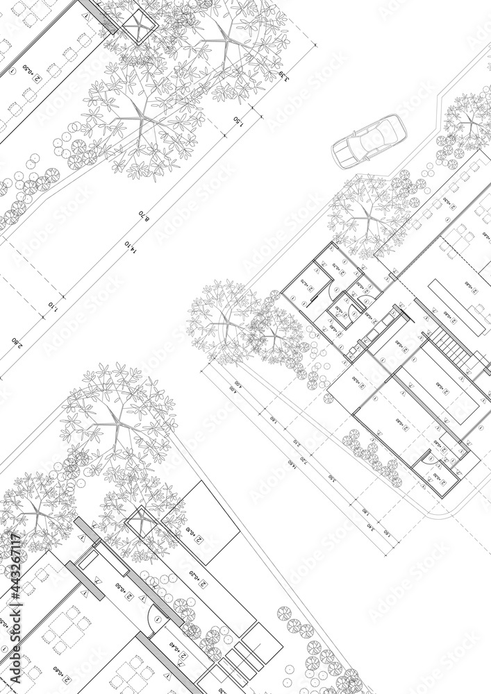 Fototapeta premium Write a blueprint architecture for building.