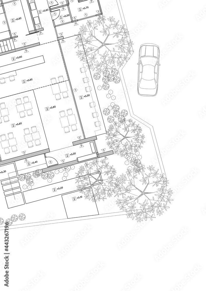 Fototapeta premium Write a blueprint architecture for building.