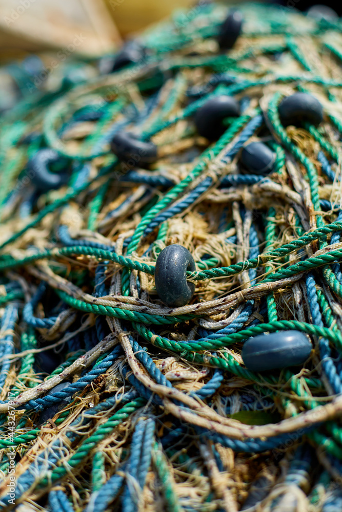 Close-up of fishing nets. Fishing profession. Industrial fishing Close-up of fishing nets. Fishing profession. Industrial fishing