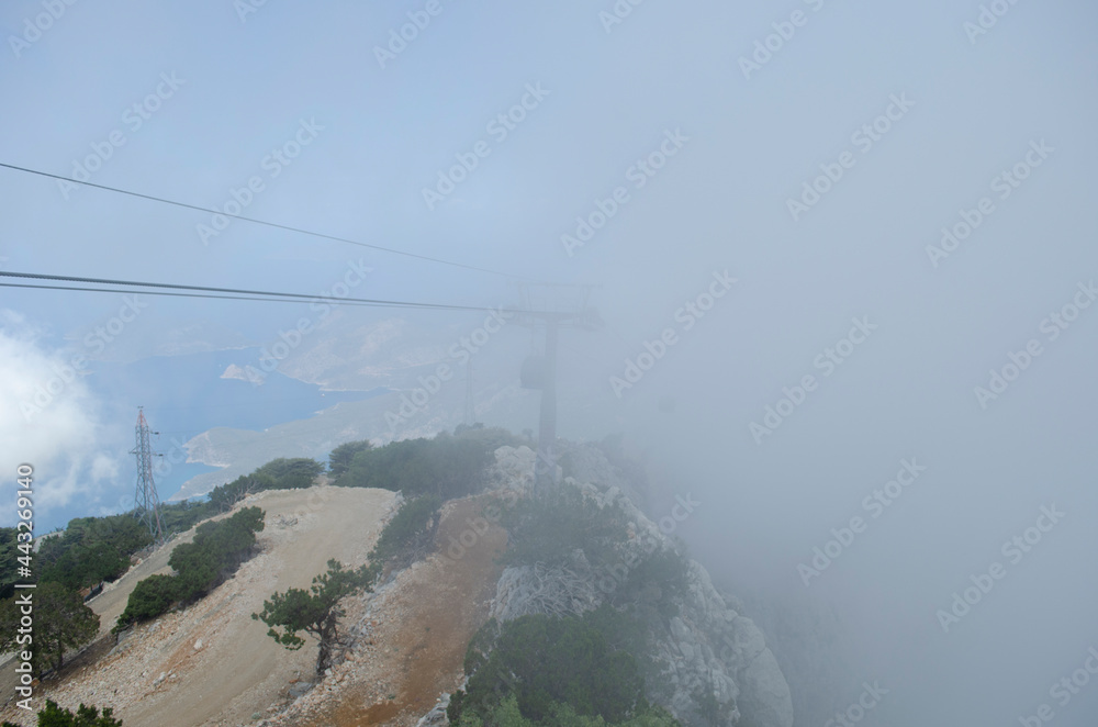 Mount Babadag and the new funicular , Oludeniz beach, Turkey Mount Babadag and the new funicular , Oludeniz beach, Turkey