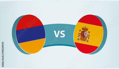 Armenia versus Spain, team sports competition concept.